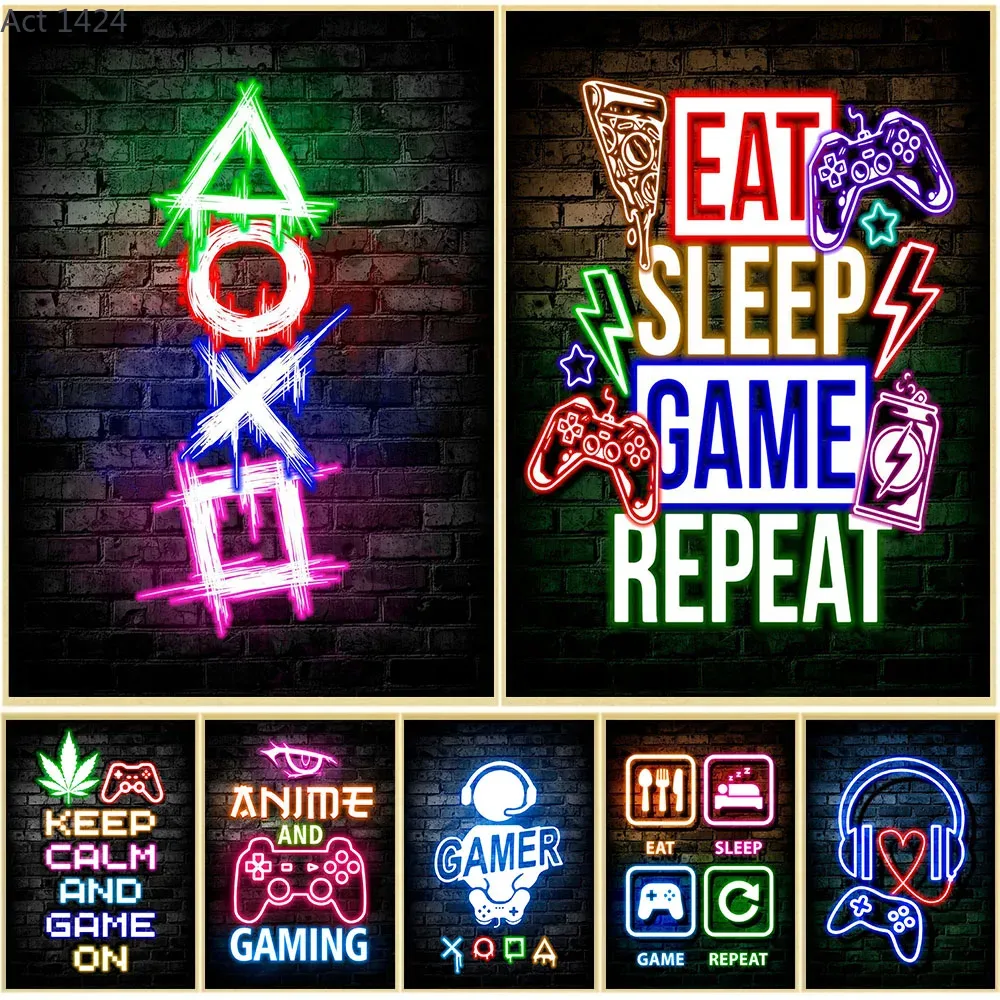Esports Gaming Poster - Игровые неоновые постеры на холсте с