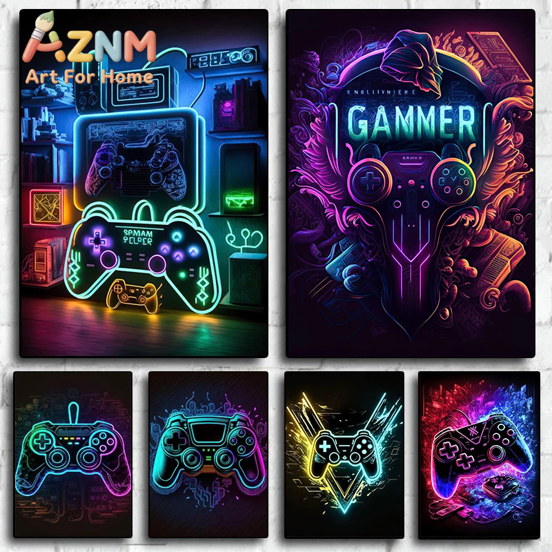 Esports Gaming Poster - Современный неоновый поп-арт постер с геймерским