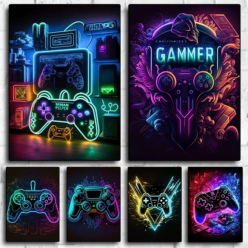 Esports Gaming Poster - 1 шт. (без рамки) Неоновый поп-арт