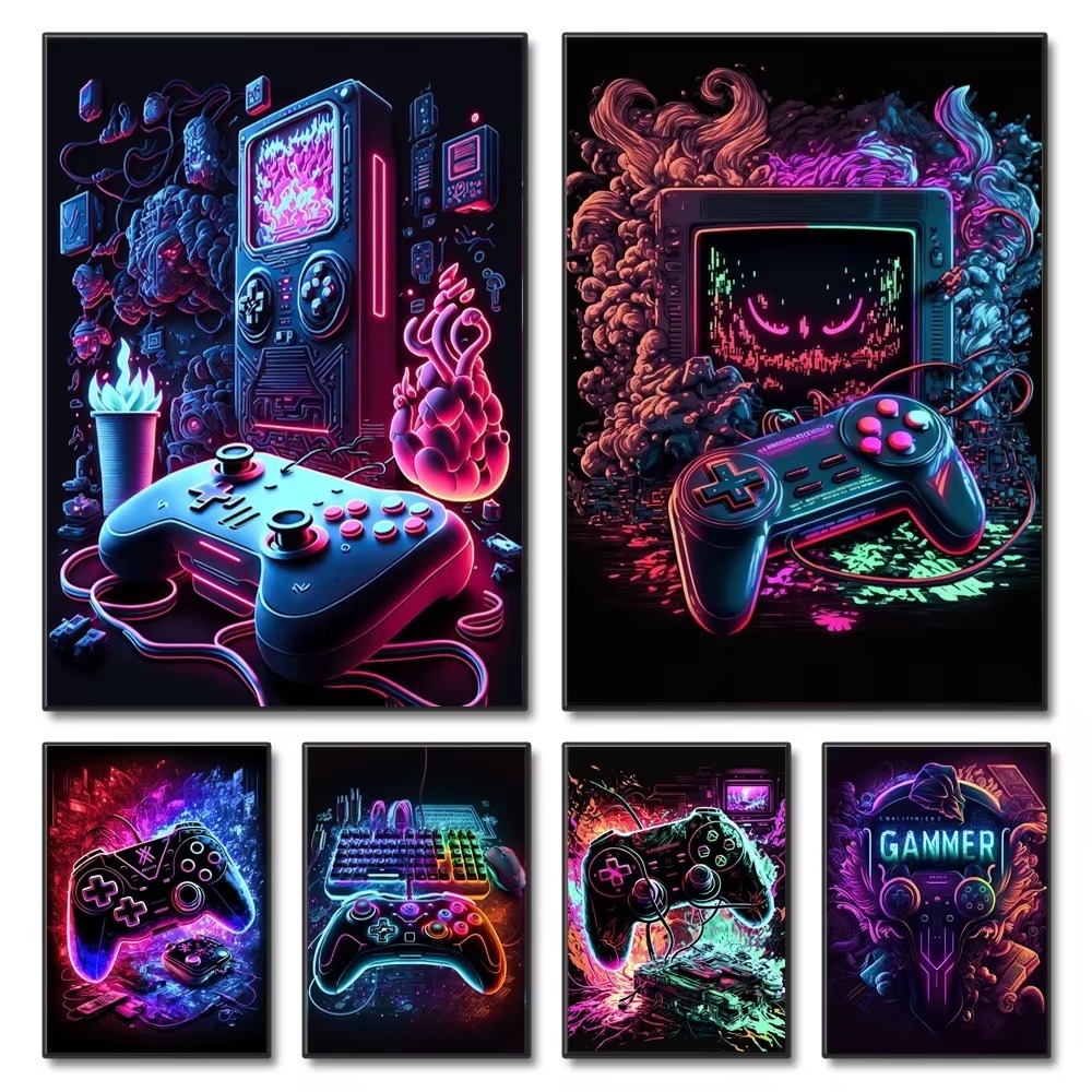 Неоновая игра, картины на холс – обзор и цена Esports Gaming Poster