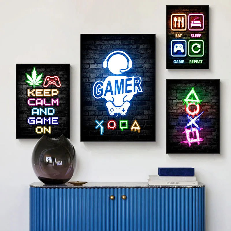 Игровые неоновые постеры «Ешь, – обзор и цена Esports Gaming Poster